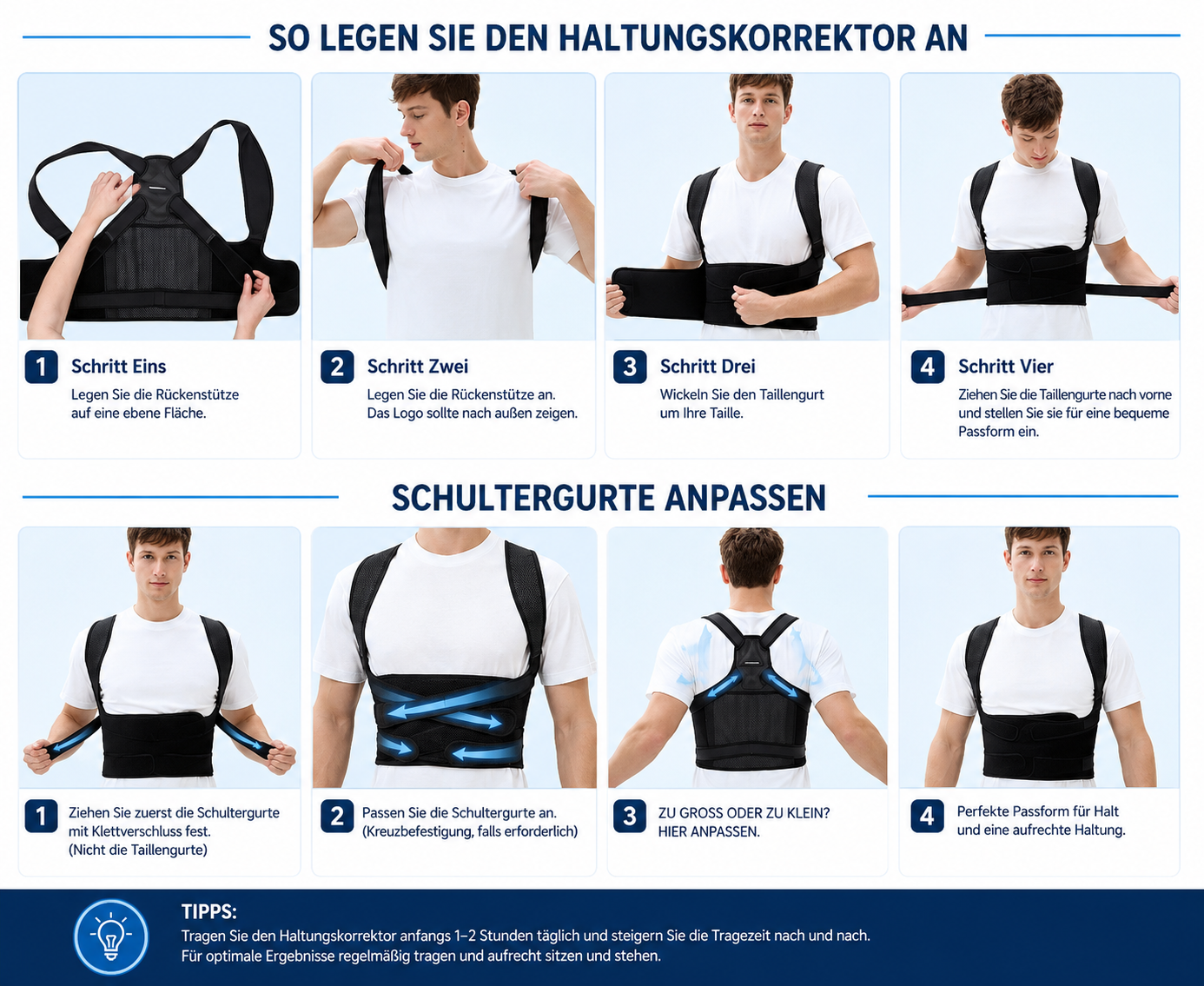 Unisex Posture Corrector Back Strap, Fully Adjustable Spinal Support Belt, Comfortable and Effective Upper Back Support