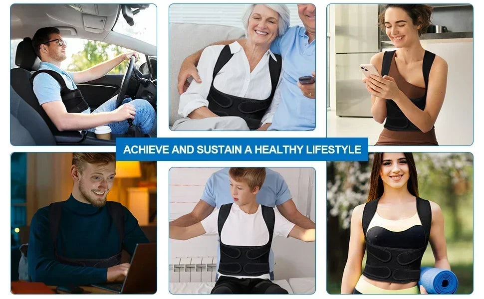 Unisex Posture Corrector Back Strap, Fully Adjustable Spinal Support Belt, Comfortable and Effective Upper Back Support