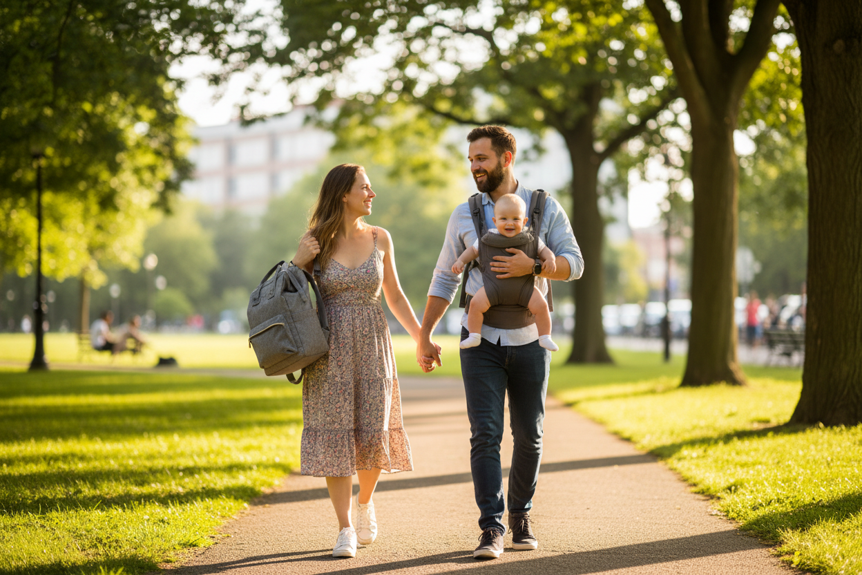 Familie unterwegs im Park