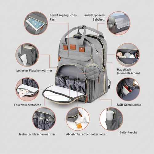 BebyGo - Wickeltasche mit Reisebett